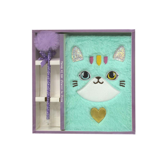 Фото - Блокнот А5 плюшевий в коробці з кульковою ручкою, Котик 63699 Фото - Блокнот А5 плюшевий в коробці з кульковою ручкою, Котик 63699