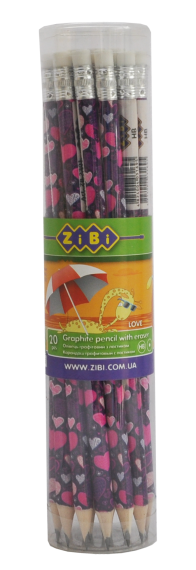 Фото - Олівець графітовий LOVE HB, з гумкою, туба 20шт 50593