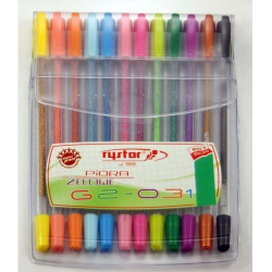 Фото - Набір ручок гелевих 12кол. GLITTER & FLUORESCENT GLITTER Rystor 34605