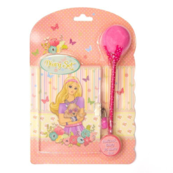 Блокнот на замочку 150x110mm, 70g, 56 л, ручка-пушок, Принцеса