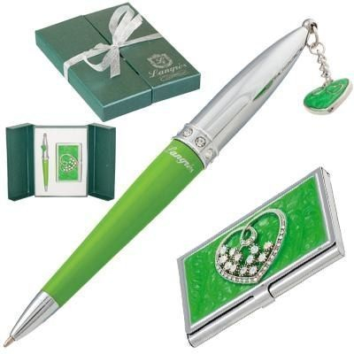 Фото - Набір подарунковий 'Crystal Heart': ручка кулькова + візитниця, зелений LANGRES 30873 Фото - Набір подарунковий 'Crystal Heart': ручка кулькова + візитниця, зелений LANGRES 30873