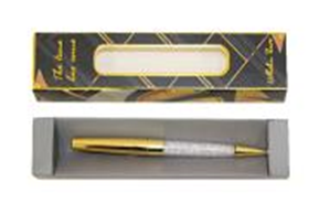 Фото - Ручка кулькова , металева, поворотна, золотиста з кристалами 56431 Фото - Ручка кулькова , металева, поворотна, золотиста з кристалами 56431