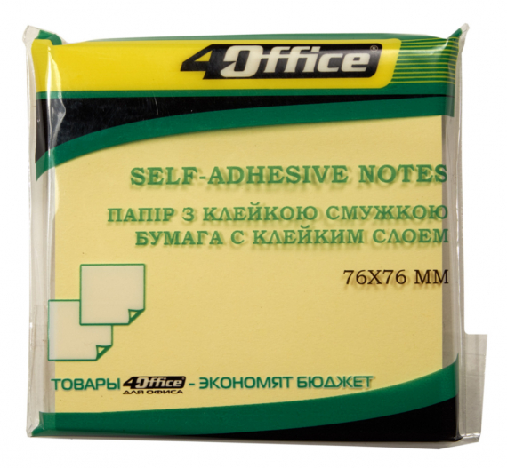 Фото - Папір.кл., 76х76мм, 100арк, жовтий, 4-423-5, 4Office 43723 Фото - Папір.кл., 76х76мм, 100арк, жовтий, 4-423-5, 4Office 43723