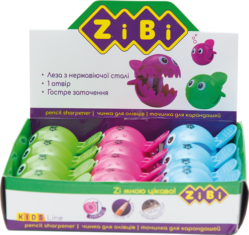 Фото - Чинка ПІРАНЬЯ з контейнером, 1 отв., 12 шт. в дисплеї, асорті 56316