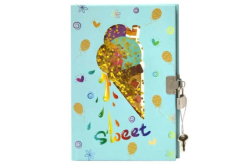 Фото - Блокнот на замку А5 80арк., 75гр. тверда обкладинка з розсипними паєтками, Морозиво 63710