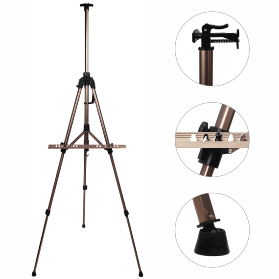 Фото - Мольберт-тринога алюмінієва, кремова висота 138см., висота полотна 83см.,(15304), D.K.ART & CRAFT 15954 Фото - Мольберт-тринога алюмінієва, кремова висота 138см., висота полотна 83см.,(15304), D.K.ART & CRAFT 15954