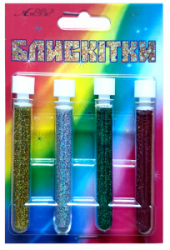 Фото - Блискітки НАБіР  3  2гр. 4шт. ГОЛогр.- зол+срібло+зел+черв.  А-972  1/12 35699