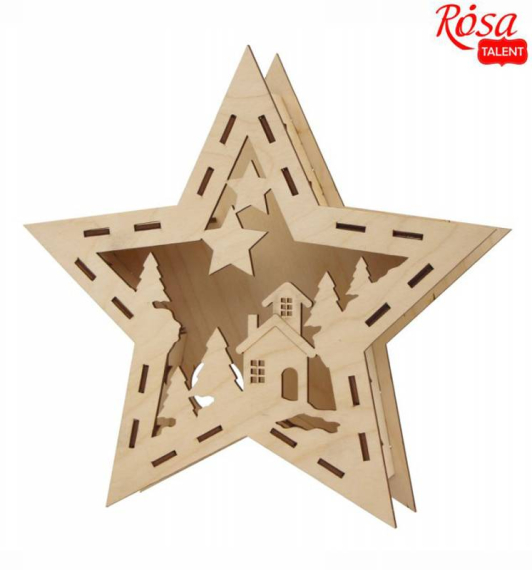 Фото - 3D композиція „Зірка“, фанера, 17,7х20см, ROSA TALENT 54208 Фото - 3D композиція „Зірка“, фанера, 17,7х20см, ROSA TALENT 54208