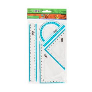 Фото - Комплект: лінійка 20см, 2 кутники, транспортир, з блакітною смугою ZiBi 9205 Фото - Комплект: лінійка 20см, 2 кутники, транспортир, з блакітною смугою ZiBi 9205