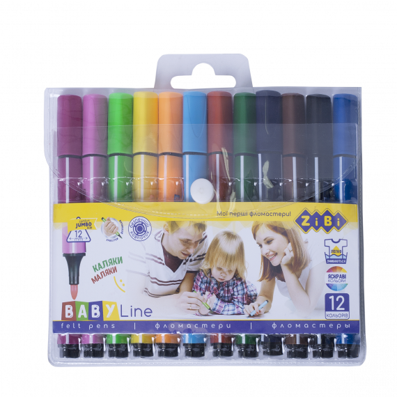Фото - Фломастери, 12 кольорів, JUMBO, BABY Line (уп.12) 38508