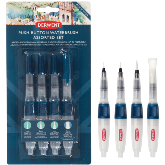 Фото - Набір пензлів з резервуаром 4шт, Derwent 54781 Фото - Набір пензлів з резервуаром 4шт, Derwent 54781