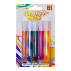 Фото - Клей з блистками 5 шт*10,5г в блістері 5 кол.подвійний колір 63834