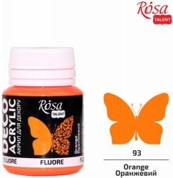 Фото - Фарба акрилова, Оранжева, флуоресцентна, 20мл, ROSA TALENT 55625