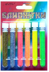 Блискітки НАБіР 14  2гр. 6шт. ФЛЮРік лимон+зел+помар+перс+зол+ср  А-983  1/12