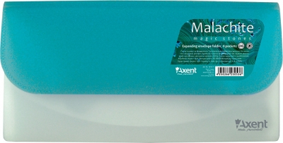 Фото - Папка-конверт на 4 відд. Malachite Бірюзова 259х131мм 22282 Фото - Папка-конверт на 4 відд. Malachite Бірюзова 259х131мм 22282