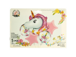 Фото - Набір кульок фольгованих Одноріг 5 шт 60283