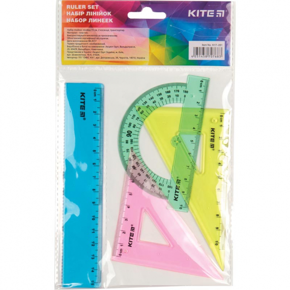 Фото - Набір: лінійка 15 см, 2 кос., трансп. (ас. кольор.) 46786