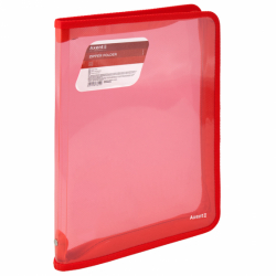 Фото - Папка об'ємна на блискавці А4, прозора червона 46053