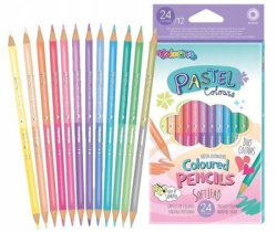 Олівці кольорові круглі двосторонні 12 шт х 24 кол. PASTEL COLORINO /24/