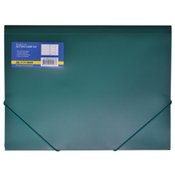Папка на гумках, А4, глянцевий непрозор. пластик, зелена
