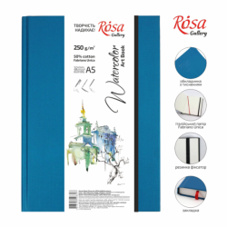 Блокнот для іллюстрацій та акварелі A5, 250г/м2, 32 листа, папір білий, Unica (Fabriano), ROSA Galle