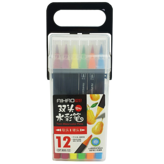 Фото - Фломастери 2х-сторонні для каліграфії 12 кол 63846