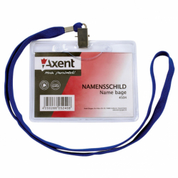 Бейдж на шнурку горизонтальний, прозорий 4504 (100х80мм)