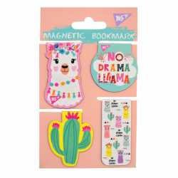Закладки магнитные YES "Lama", 4шт