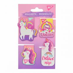 Закладки магнитные YES "Unicorn", высечка и глиттер, 4шт