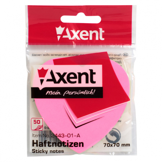 Фото - Блок паперу з клейким шаром, серце, 70х70мм,50арк 37267 Фото - Блок паперу з клейким шаром, серце, 70х70мм,50арк 37267