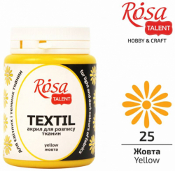 Фото - Фарба акрилова для тканин, 80мл,Жовта (25),  ROSA TALENT 51303