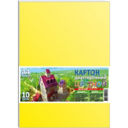 Картон кольор. двобічний , набір 10арк, А4, в п/п пакеті _КА4210Е