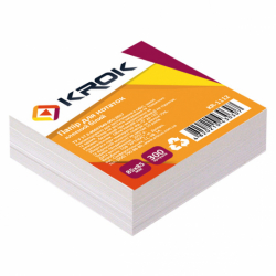 Фото - Блок паперу для нотаток 85х85мм 300 арк клеєний, білий Krok (ящ.48) 40321