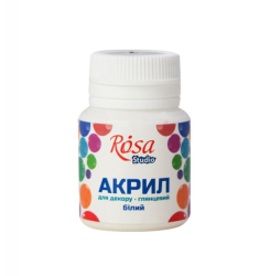 Акрил для декору * 1, Білий, глянцевий, 20 мл, ROSA Studio