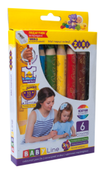 Олівці кольорові  &quot;3 в 1&quot;  SUPER JUMBO з точилкою, 6 кол., BABY Line
