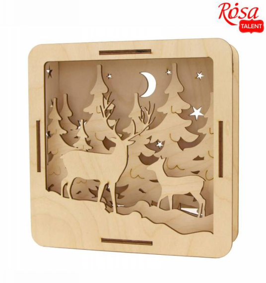 Фото - 3D композиція „Олень у лісі“, фанера, 20х20см, ROSA TALENT 54209