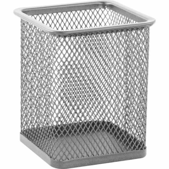 Фото - Підставка для ручок Квадратна 80х80х95мм, металева,  срібло 8905