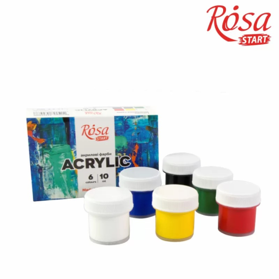 Фото - Набір акрилових фарб COLOR 6x10мл, ROSA START 60753 Фото - Набір акрилових фарб COLOR 6x10мл, ROSA START 60753