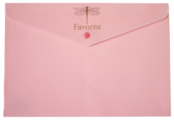 Папка-конверт на кнопці FAVOURITE, PASTEL, А4, рожевий,уп.6шт