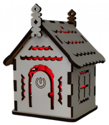 Ел.Будинок №  4/2 МДФ біл,світло 3х кольор,Повільн,сенс.вмик. Е-005