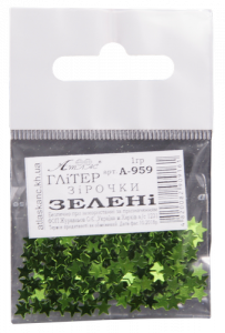 Фото - Блискітки (Гліттер) ЗіРОЧКИ Зелені 1гр. у кульку А-959 42158 Фото - Блискітки (Гліттер) ЗіРОЧКИ Зелені 1гр. у кульку А-959 42158