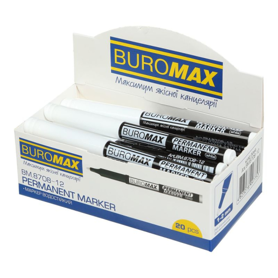 Фото - Маркер водостійкий, білий, 1-2 мм,уп 20шт 62813 Фото - Маркер водостійкий, білий, 1-2 мм,уп 20шт 62813