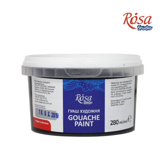 Фото - Фарба гуашева, 280 мл, Чорна, ROSA Studio 44584 Фото - Фарба гуашева, 280 мл, Чорна, ROSA Studio 44584