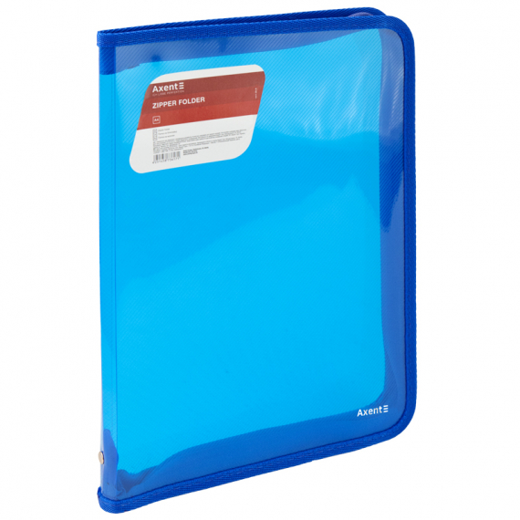 Фото - Папка об'ємна на блискавці А4, прозора синя 46052 Фото - Папка об'ємна на блискавці А4, прозора синя 46052