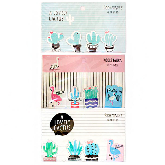 Фото - Закладки для книг магнитні, фигурні 4 шт кактуси та фламінго 62570 Фото - Закладки для книг магнитні, фигурні 4 шт кактуси та фламінго 62570