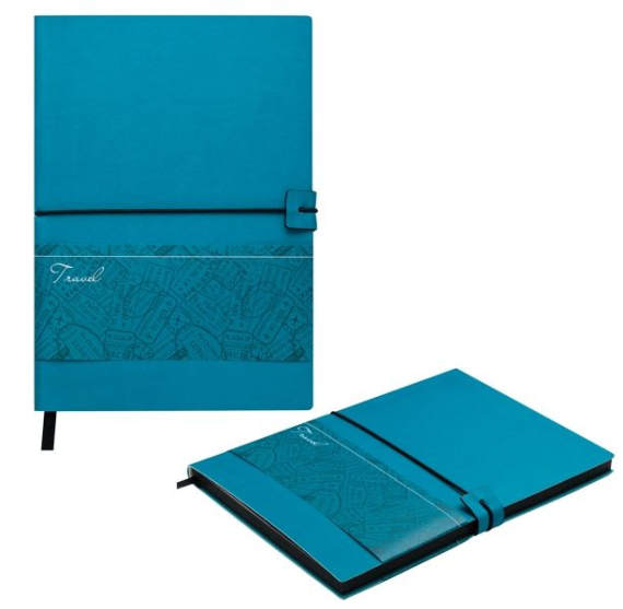 Фото - Блокнот діловий TRAVEL LOGO2U А5, 96арк., Клітинка, обкладинка зі штучної шкіри, бірюзовий 62620 Фото - Блокнот діловий TRAVEL LOGO2U А5, 96арк., Клітинка, обкладинка зі штучної шкіри, бірюзовий 62620