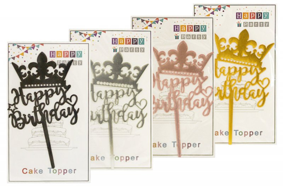 Фото - Топер для торта 'З днем народження', мікс кольорів 12шт./уп. 63775 Фото - Топер для торта 'З днем народження', мікс кольорів 12шт./уп. 63775