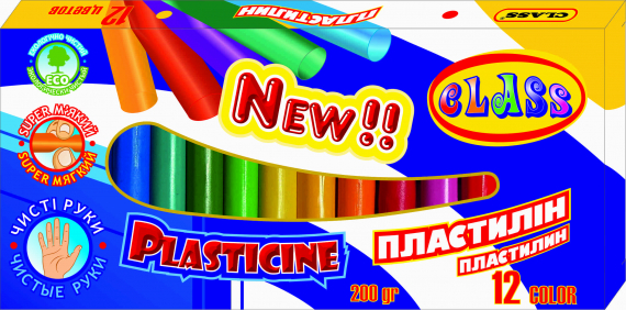 Фото - Пластилін 'Чисті руки' 12кол., ECO, 200гр., 7627, CLASS 36293