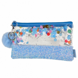Фото - Пенал-косметичка YES з гліттером 'Galaxy', блакитний 47072