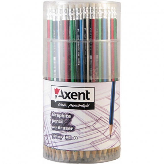 Фото - Олівець графітний Axent 9002-А, НВ, 100 шт., туба 8379